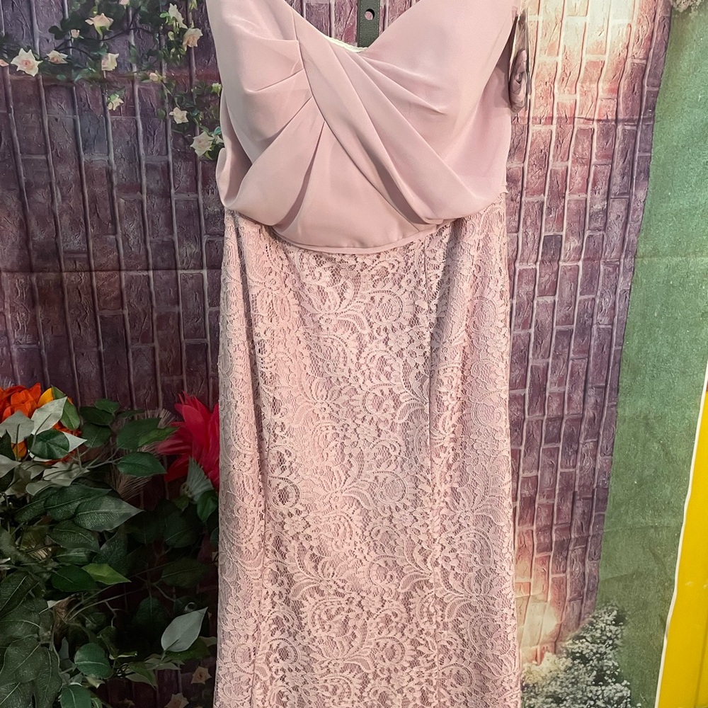 Dessy Collection Blush Lace Dress